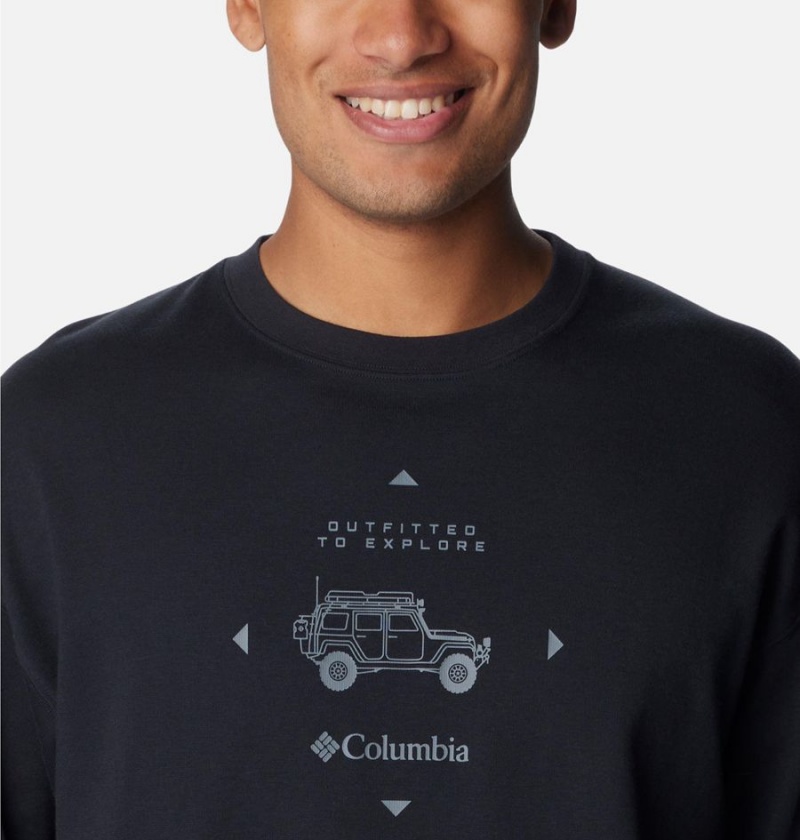 Black Men's Columbia Duxbery Relaxed Long Sleeve T-Shirt | PNTXE-4095