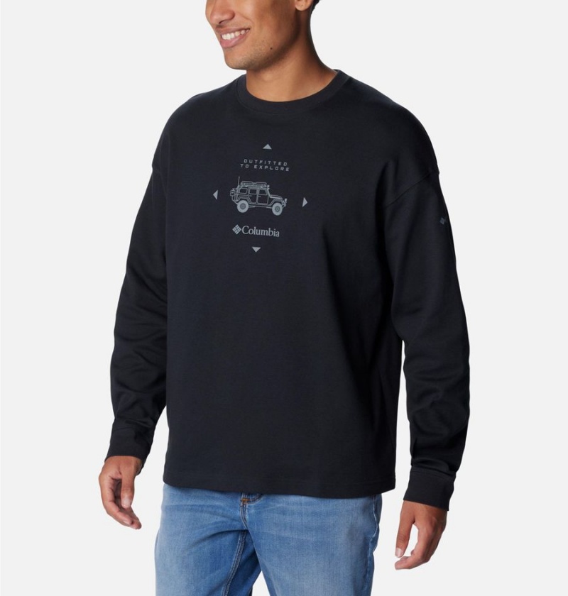 Black Men's Columbia Duxbery Relaxed Long Sleeve T-Shirt | PNTXE-4095