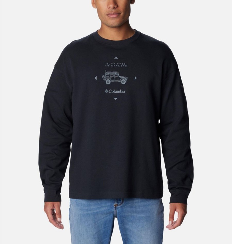 Black Men\'s Columbia Duxbery Relaxed Long Sleeve T-Shirt | PNTXE-4095