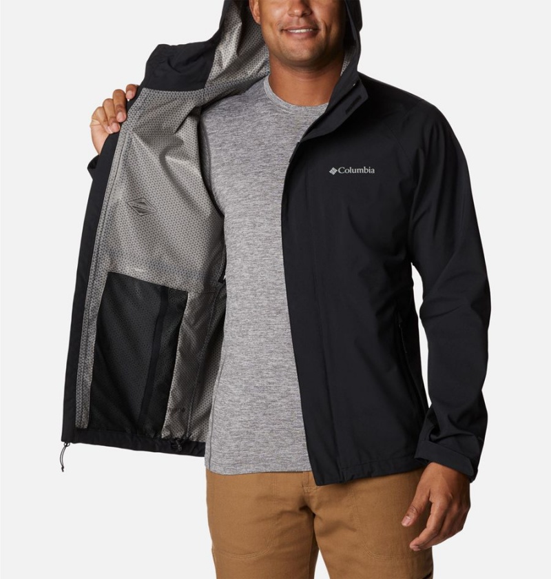 Black Men's Columbia Earth Explorer Shell Rain Jacket | IXNVJ-2567