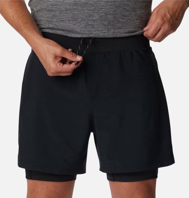 Black Men's Columbia Endless Trail 2-in-1 Shorts | LBIHC-9705