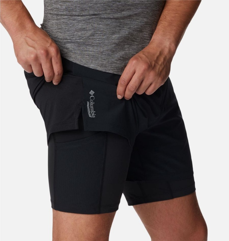 Black Men's Columbia Endless Trail 2-in-1 Shorts | LBIHC-9705