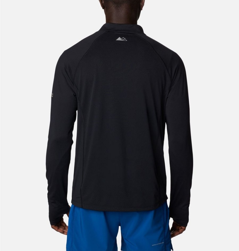 Black Men's Columbia Endless Trail Half Zip Mesh Long Sleeve T-Shirt | ILXSM-8261