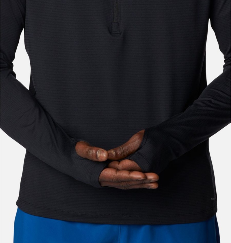 Black Men's Columbia Endless Trail Half Zip Mesh Long Sleeve T-Shirt | ILXSM-8261