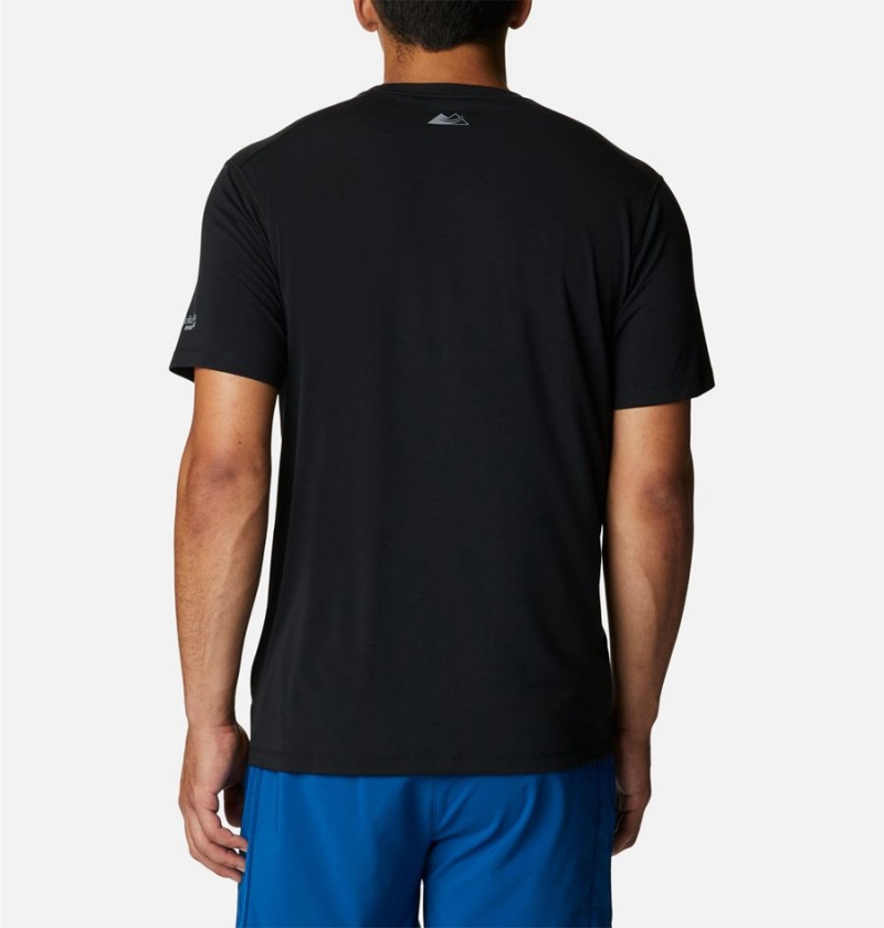 Black Men's Columbia Endless Trail Running Tech T-Shirt | HQCFV-5721