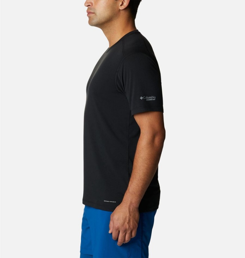 Black Men's Columbia Endless Trail Running Tech T-Shirt | HQCFV-5721