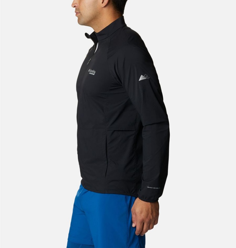 Black Men's Columbia Endless Trail Wind Shell Jacket Windbreaker | YPQOZ-4851