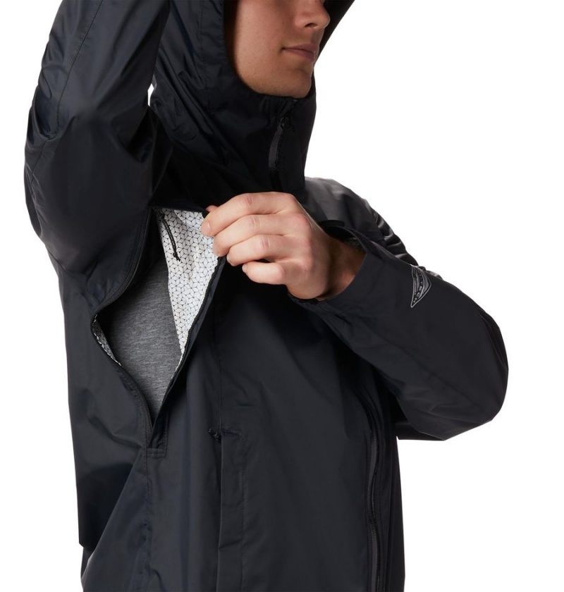 Black Men's Columbia EvaPOURation Rain Jacket | PIGMY-3140