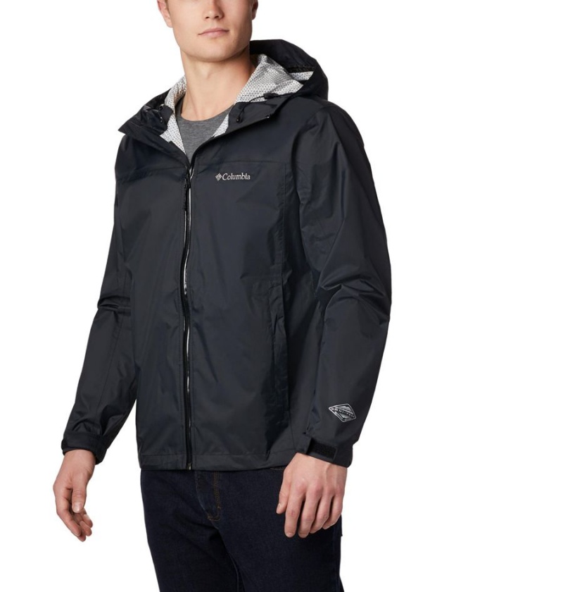 Black Men\'s Columbia EvaPOURation Rain Jacket | PIGMY-3140