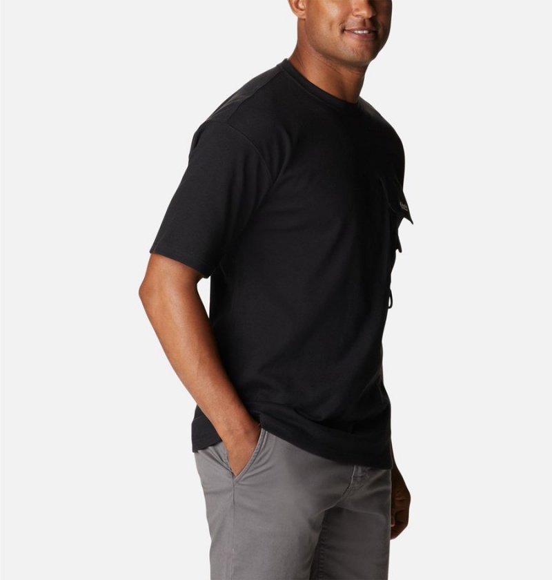 Black Men's Columbia Field Creek Double Knit Short Sleeve T-Shirt | PDAHN-3429