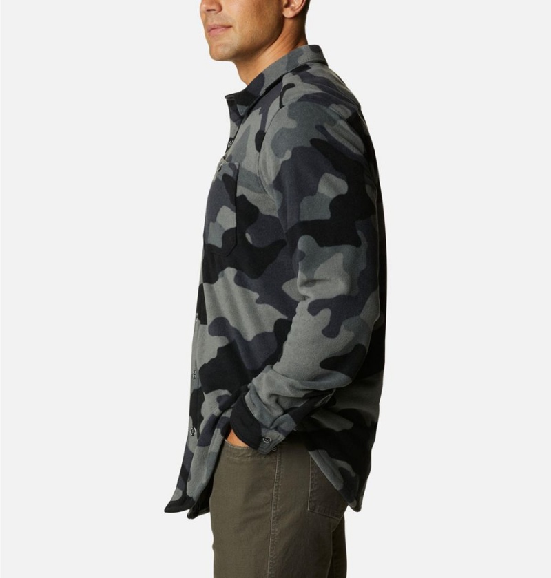 Black Men's Columbia Flare Gun Fleece Over Shirt | NRESQ-9346