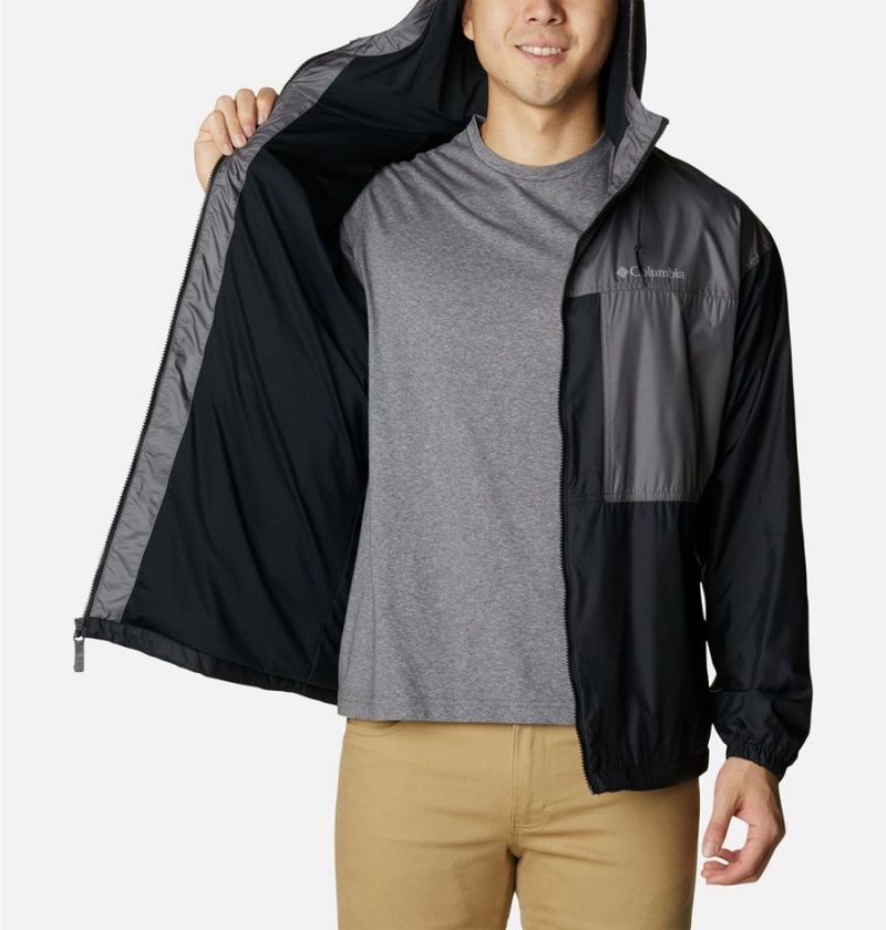 Black Men's Columbia Flash Challenger Lined Windbreaker | RZPKI-6372