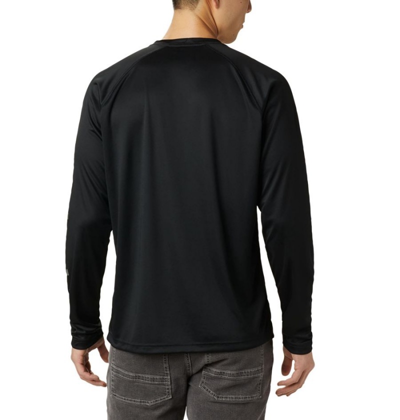 Black Men's Columbia Fork Stream Long Sleeve T-Shirt | ZWRUT-0928