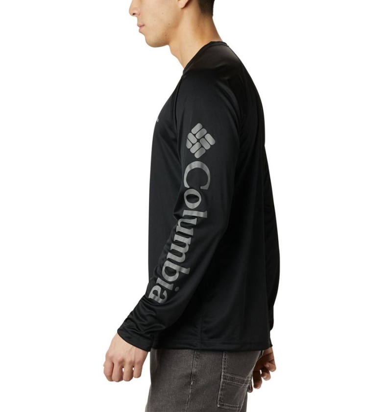 Black Men's Columbia Fork Stream Long Sleeve T-Shirt | ZWRUT-0928