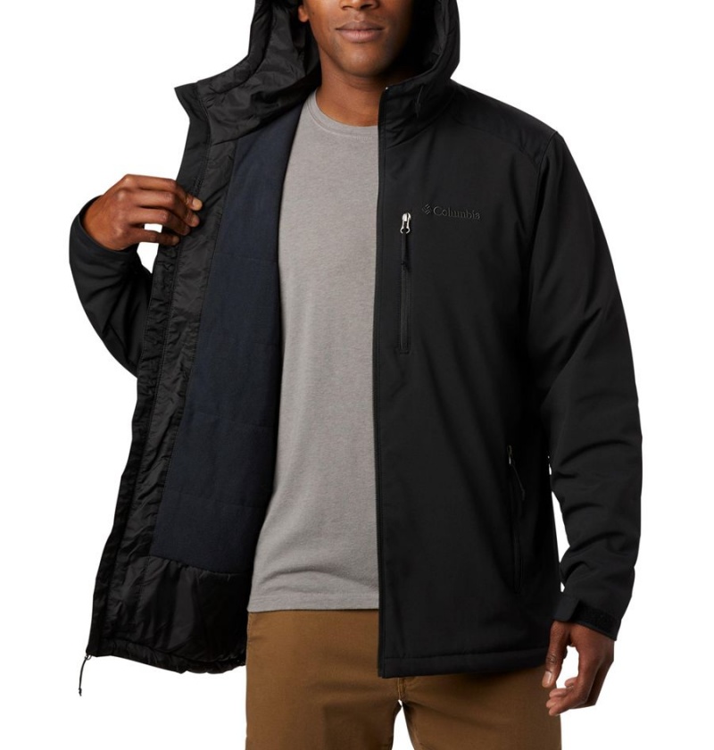 Black Men's Columbia Gate Racer Softshell Insulated Puffer Jacket | BXLYN-4901