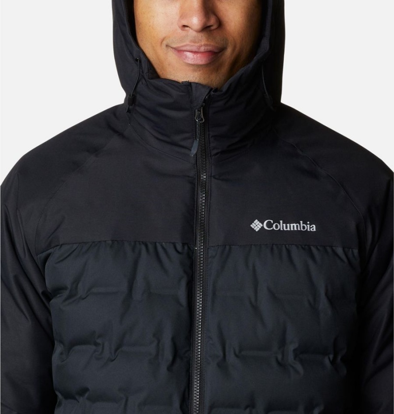 Black Men's Columbia Grand Trek II Hooded Insulated Puffer Jacket | OINUW-5027