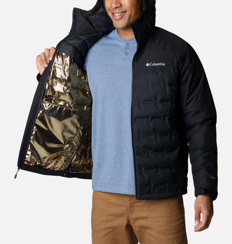 Black Men's Columbia Grand Trek II Hooded Insulated Puffer Jacket | OINUW-5027