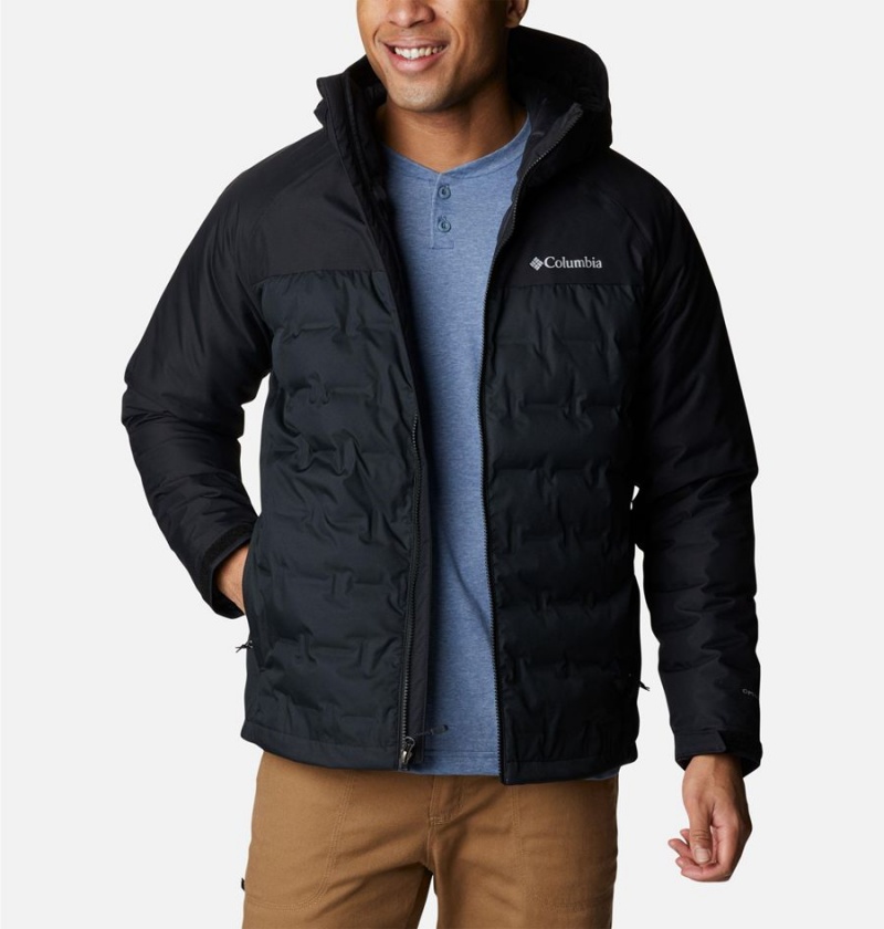 Black Men's Columbia Grand Trek II Hooded Insulated Puffer Jacket | OINUW-5027