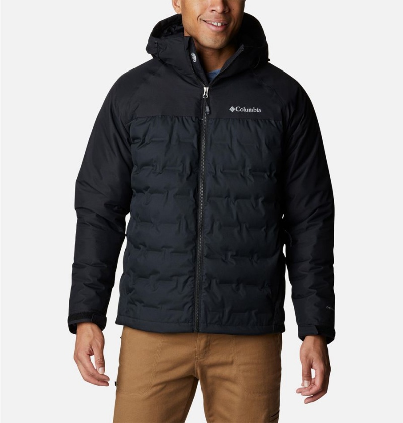 Black Men\'s Columbia Grand Trek II Hooded Insulated Puffer Jacket | OINUW-5027