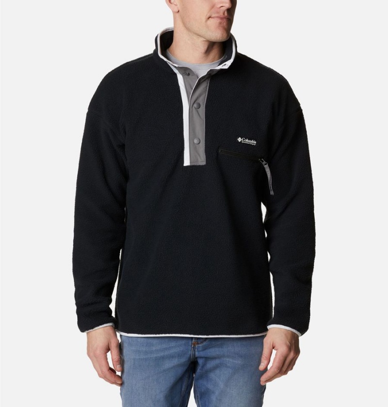 Black Men\'s Columbia Helvetia Half Snap Fleece Pullover | ZDPBM-9647