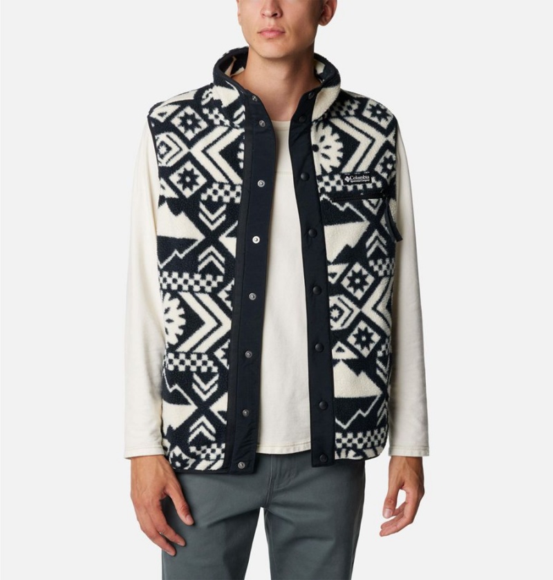 Black Men's Columbia Helvetia Sherpa Fleece Vest | WNIEZ-7195