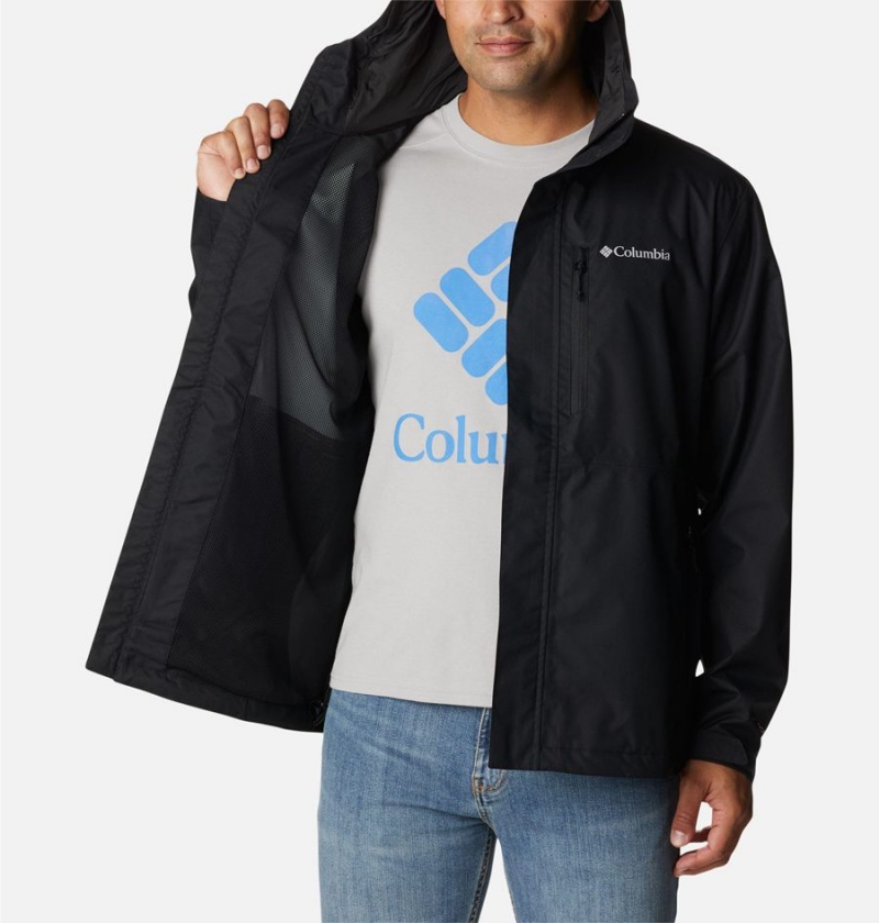 Black Men's Columbia Hikebound Rain Jacket | TKNUX-5214