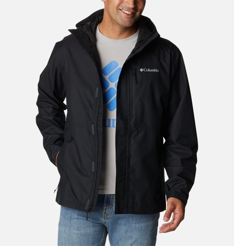 Black Men's Columbia Hikebound Rain Jacket | TKNUX-5214