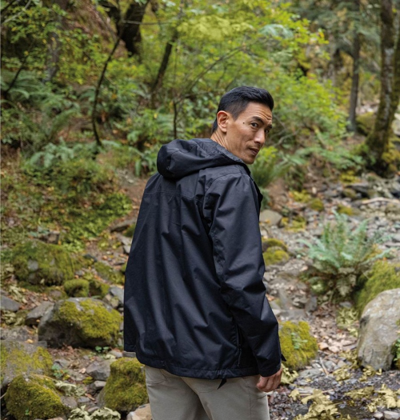 Black Men's Columbia Hikebound Rain Jacket | TKNUX-5214