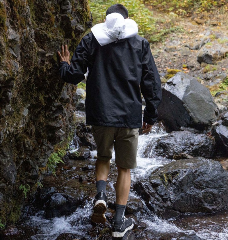 Black Men's Columbia Hikebound Rain Jacket | TKNUX-5214