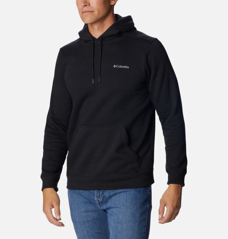 Black Men's Columbia Keyhole Peak Logo Hoodie | OULXV-4925