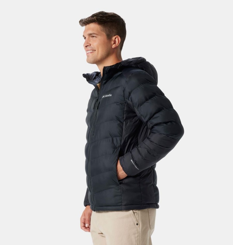 Black Men's Columbia Labyrinth Loop Omni Heat Infinity Hooded Insulated Puffer Jacket | FNHBV-6459