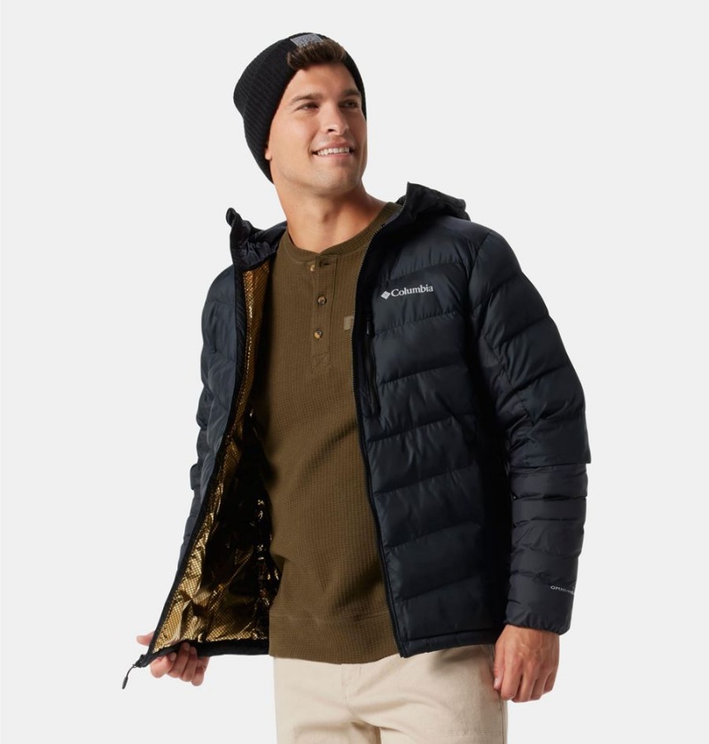 Black Men's Columbia Labyrinth Loop Omni Heat Infinity Hooded Insulated Puffer Jacket | FNHBV-6459