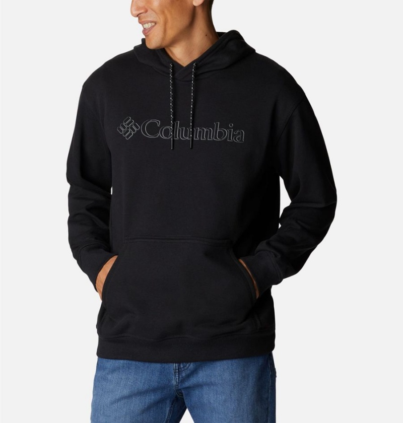 Black Men's Columbia Lodge French Terry II Hoodie | XFZPQ-6492