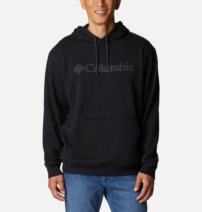 Black Men\'s Columbia Lodge French Terry II Hoodie | XFZPQ-6492