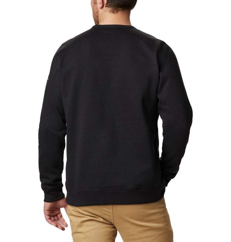 Black Men's Columbia Logo Fleece Crew Pullover | GWUZO-2705