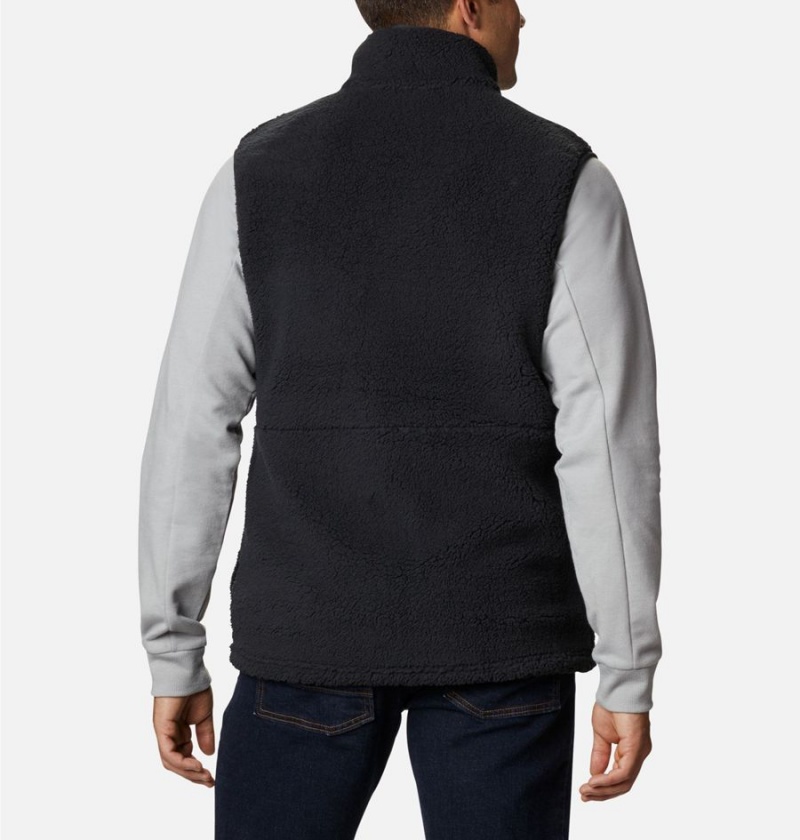 Black Men's Columbia Mountainside Sherpa Fleece Vest | VZRJM-6795