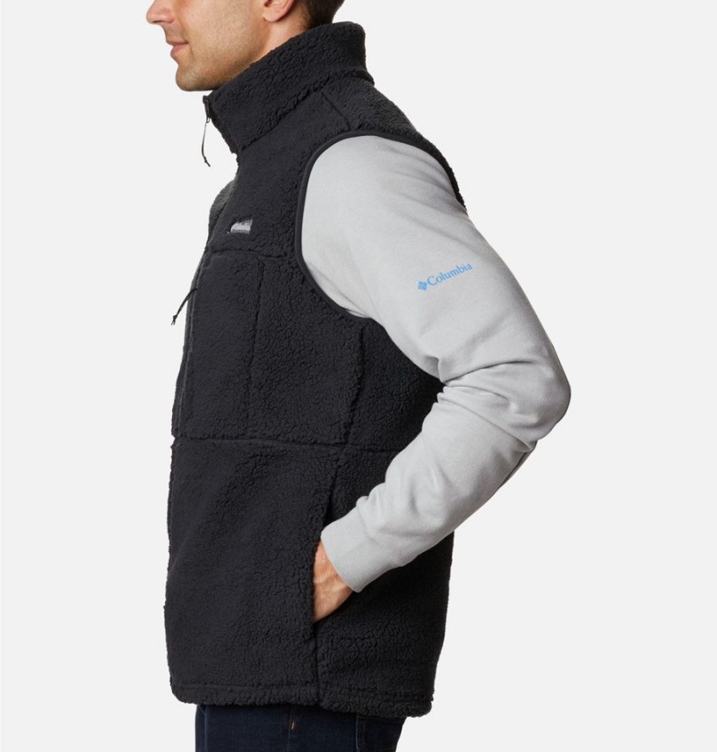 Black Men's Columbia Mountainside Sherpa Fleece Vest | VZRJM-6795