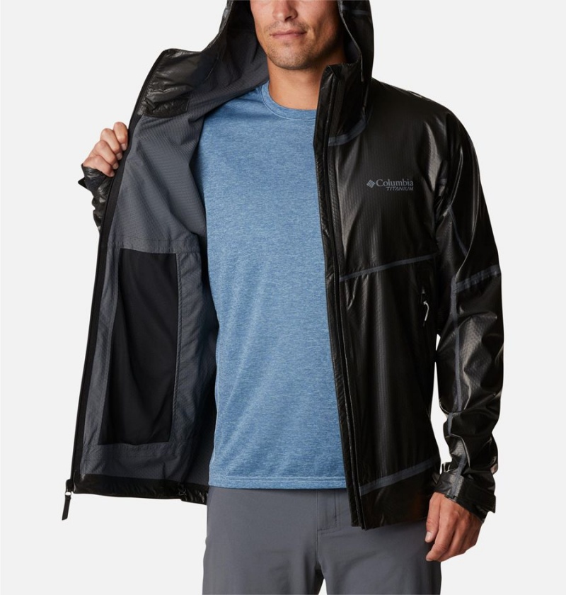 Black Men's Columbia OutDry Extreme Mesh Hooded Shell Rain Jacket | JXGIH-8210