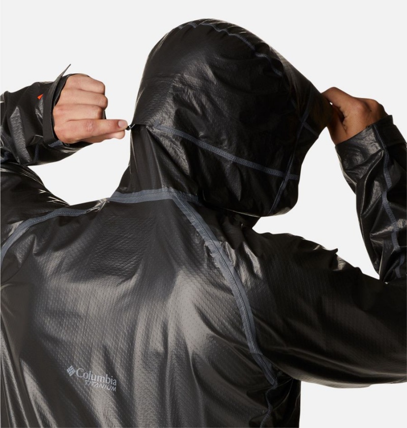 Black Men's Columbia OutDry Extreme Mesh Hooded Shell Rain Jacket | JXGIH-8210