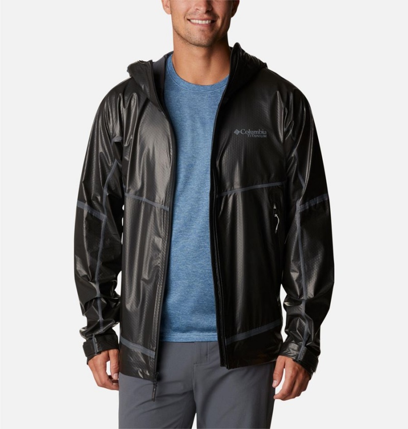 Black Men's Columbia OutDry Extreme Mesh Hooded Shell Rain Jacket | JXGIH-8210