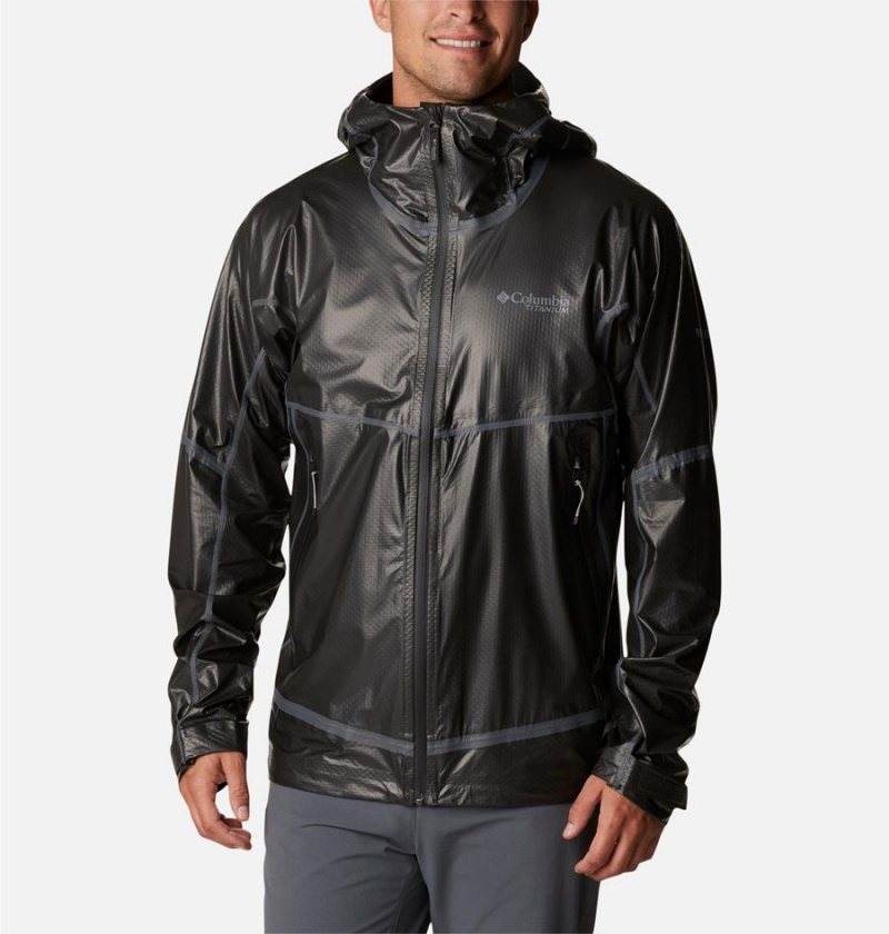 Black Men\'s Columbia OutDry Extreme Mesh Hooded Shell Rain Jacket | JXGIH-8210