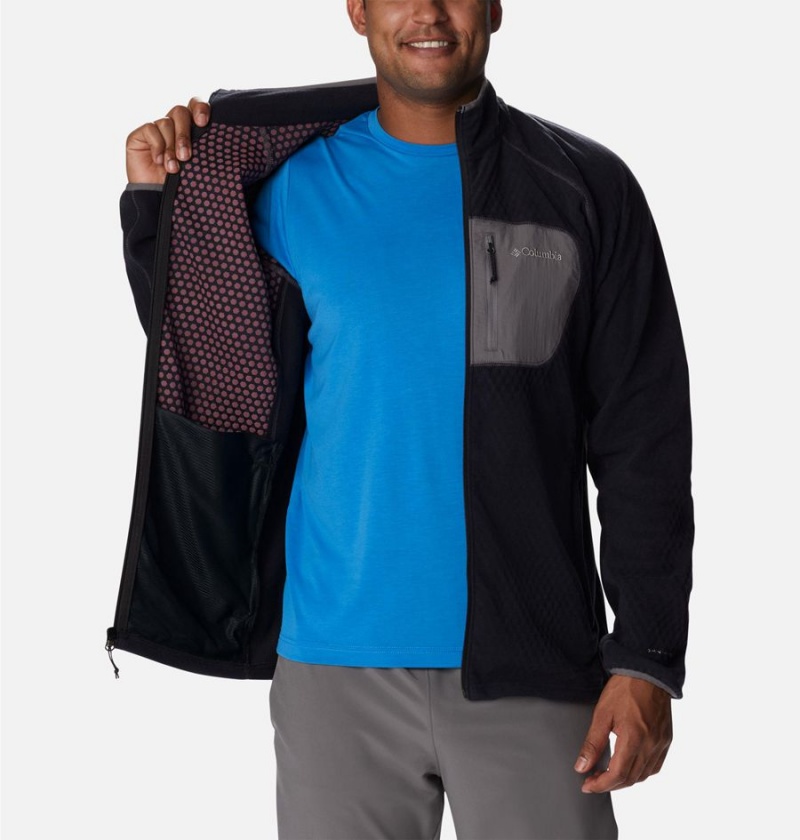 Black Men's Columbia Outdoor Tracks Full Zip Fleece Jacket | YCLEI-4783