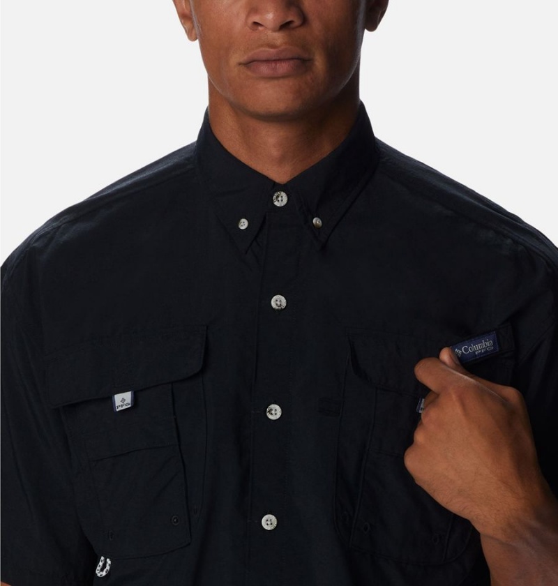 Black Men's Columbia PFG Bahama Icon Short Sleeve Shirt | LJVHX-4370