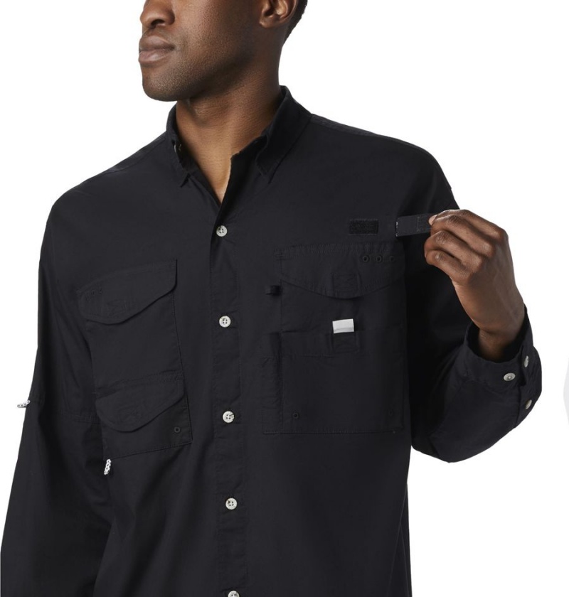 Black Men's Columbia PFG Bonehead Long Sleeve Shirt | NMKUA-7389