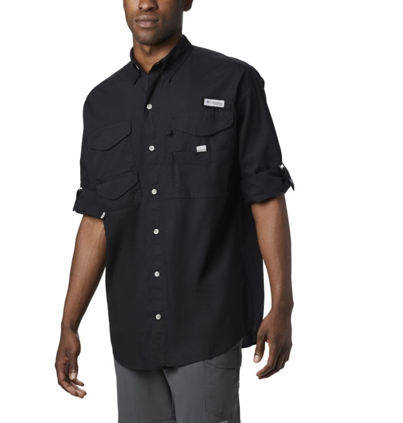 Black Men's Columbia PFG Bonehead Long Sleeve Shirt | NMKUA-7389