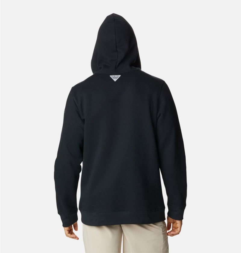 Black Men's Columbia PFG Fish Flag II Hoodie | YQEGA-1204