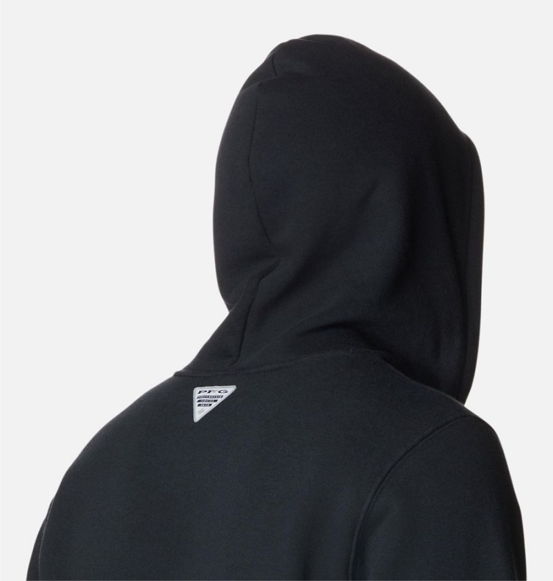 Black Men's Columbia PFG Fish Flag II Hoodie | YQEGA-1204