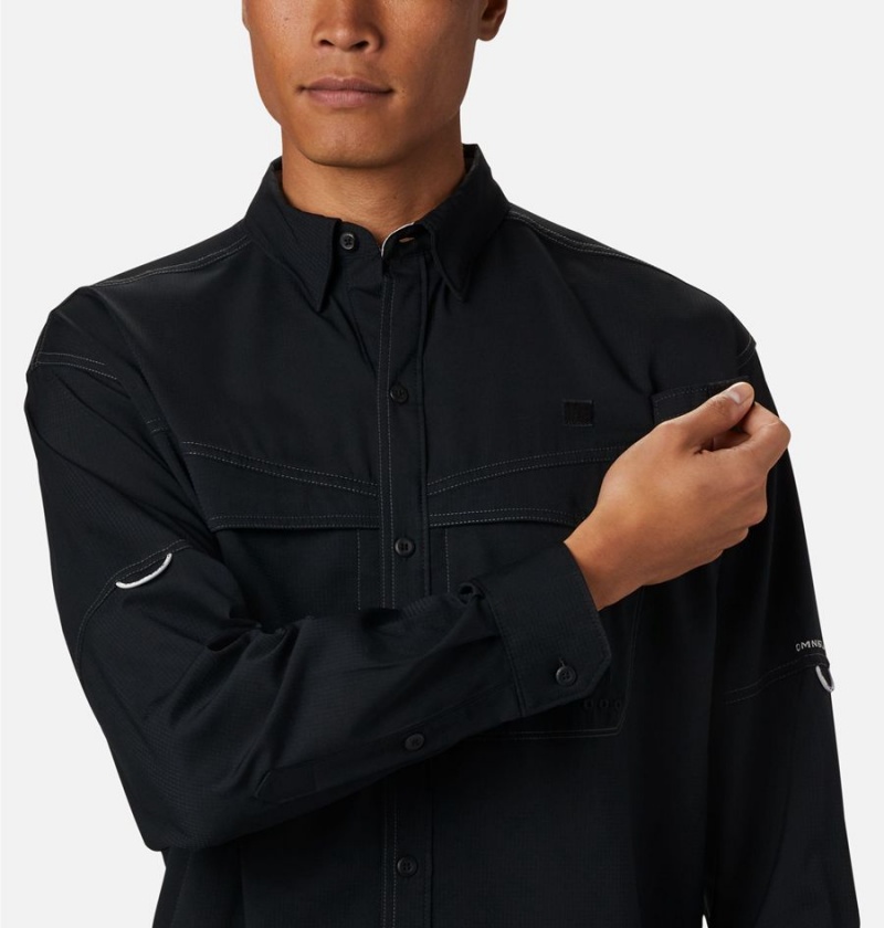 Black Men's Columbia PFG Low Drag Offshore Long Sleeve Shirt | KXIHQ-1304