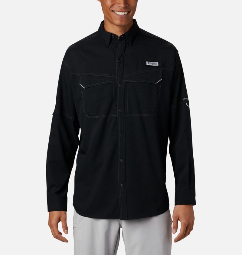 Black Men\'s Columbia PFG Low Drag Offshore Long Sleeve Shirt | KXIHQ-1304