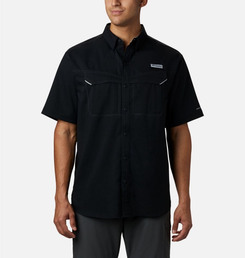 Black Men\'s Columbia PFG Low Drag Offshore Short Sleeve Shirt | MRTEU-8941